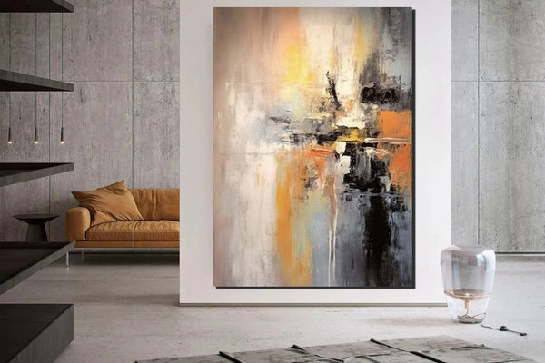 Heavy Texture Painting, Bedroom Abstract Paintings, Large Acrylic Canvas Paintings, Simple Wall Art Ideas, Modern Abstract Painting-Grace Painting Crafts