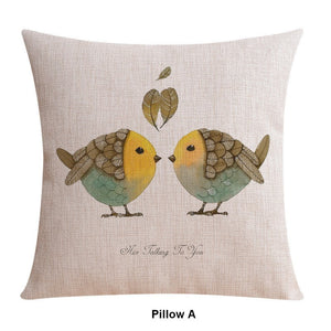 Simple Decorative Pillow Covers, Decorative Sofa Pillows for Children's Room, Love Birds Throw Pillows for Couch, Singing Birds Decorative Throw Pillows-Grace Painting Crafts