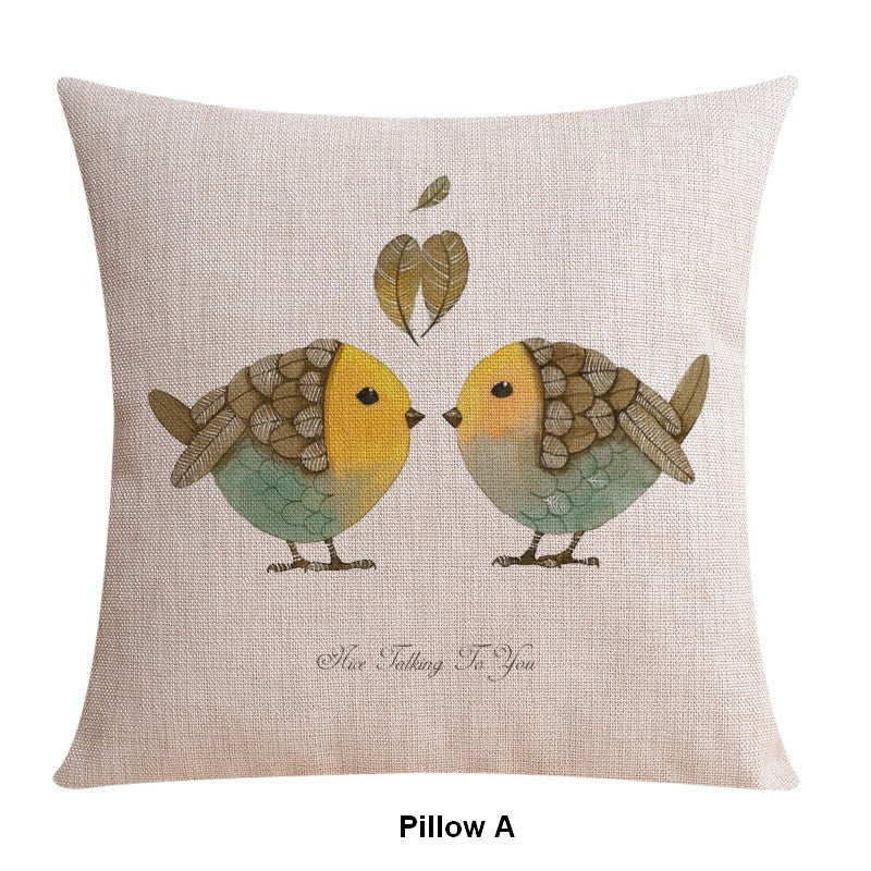 Love Birds Throw Pillows for Couch, Simple Decorative Pillow Covers, Decorative Sofa Pillows for Children's Room, Singing Birds Decorative Throw Pillows-Grace Painting Crafts