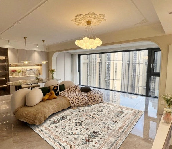 Morocco Contemporary Rugs Next to Bed, Modern Rugs for Living Room, Flower Pattern Contemporary Modern Rugs for Dining Room-Grace Painting Crafts