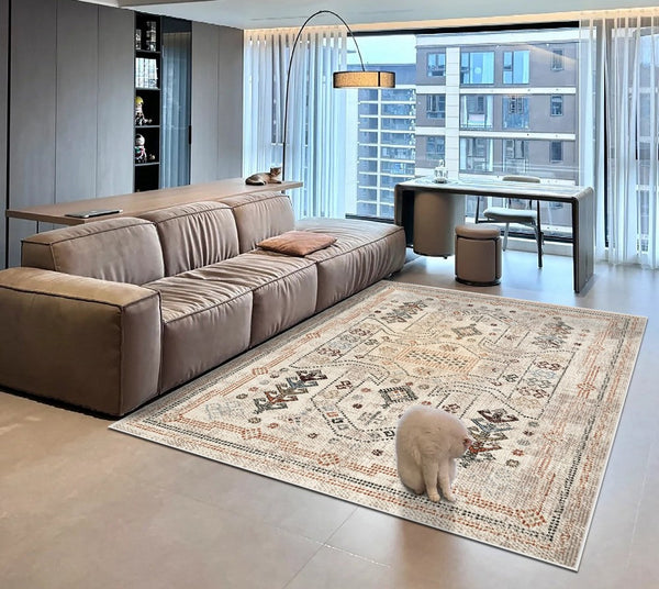 Morocco Contemporary Rugs Next to Bed, Modern Rugs for Living Room, Flower Pattern Contemporary Modern Rugs for Dining Room-Grace Painting Crafts