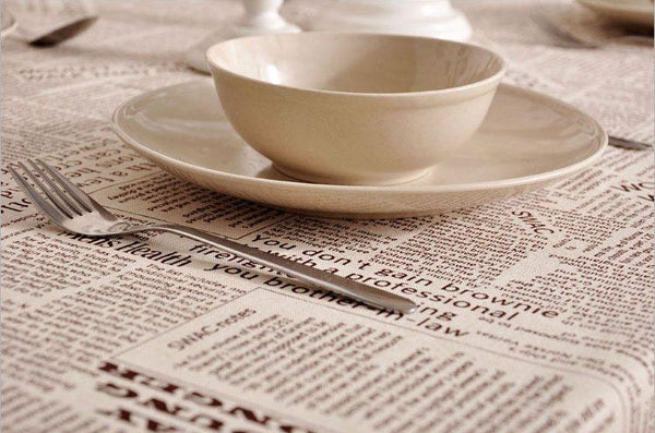 NEWS LETTER - Black White Tablecloth, Table Linen Wedding Home Decor Dining Kitchen-Grace Painting Crafts