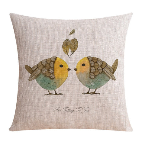 Decorative Sofa Pillows for Dining Room, Simple Decorative Pillow Covers, Love Birds Throw Pillows for Couch, Singing Birds Decorative Throw Pillows-Grace Painting Crafts