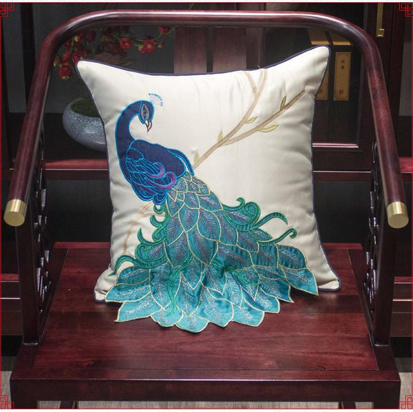 Beautiful Decorative Throw Pillows, Embroider Peacock Cotton and linen Pillow Cover, Decorative Sofa Pillows, Decorative Pillows for Couch-Grace Painting Crafts