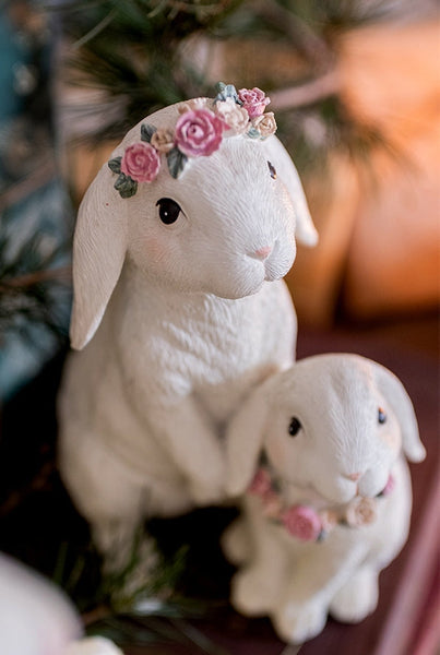 Lovely Rabbit Family Statue for Garden, Beautiful Cute Garden Courtyard Ornaments, Unique Modern Garden Sculptures, Creative Villa Outdoor Decor Gardening Ideas-Grace Painting Crafts