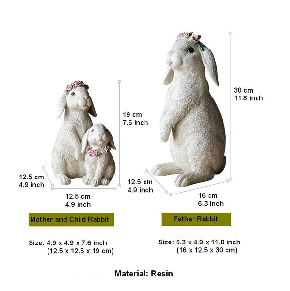 Lovely Rabbit Family Statue for Garden, Beautiful Cute Garden Courtyard Ornaments, Unique Modern Garden Sculptures, Creative Villa Outdoor Decor Gardening Ideas-Grace Painting Crafts