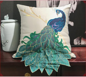 Beautiful Decorative Throw Pillows, Embroider Peacock Cotton and linen Pillow Cover, Decorative Sofa Pillows, Decorative Pillows for Couch-Grace Painting Crafts