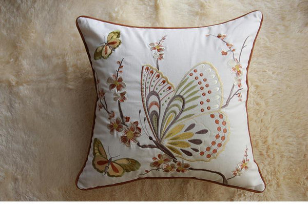 Butterfly Cotton and linen Pillow Cover, Decorative Throw Pillows for Living Room, Decorative Sofa Pillows-Grace Painting Crafts