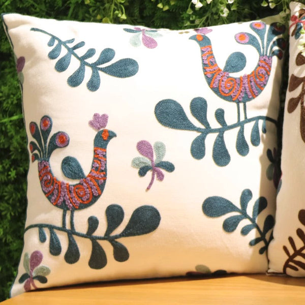 Farmhouse Embroider Cotton Pillow Covers, Love Birds Decorative Sofa Pillows, Cotton Decorative Pillows, Decorative Throw Pillows for Couch-Grace Painting Crafts