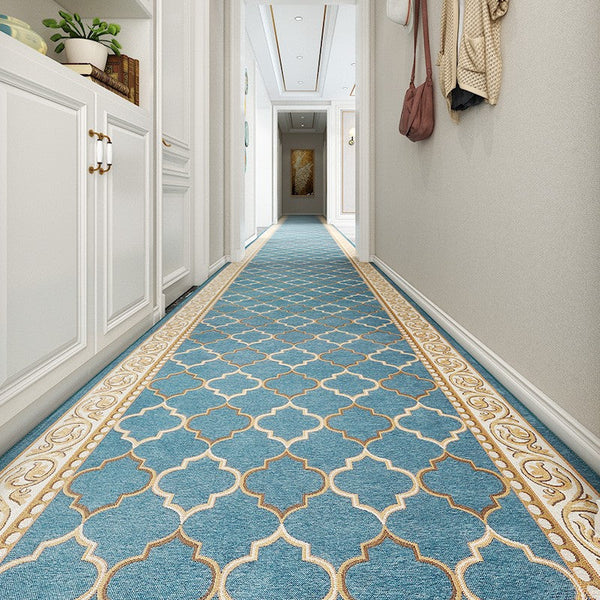 Entryway Runner Rugs, Easy Care Entrance Hallway Runners, Modern Extra Long Hallway Runners, Long Narrow Runner Rugs, Washable Kitchen Runner Rugs, Blue Hallway Runners-Grace Painting Crafts