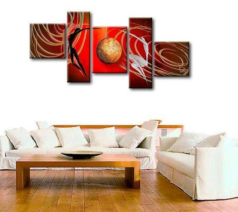 Simple Modern Art, Love Abstract Painting, Bedroom Room Wall Art Paintings, Abstract Art of Love, 5 Piece Canvas Painting-Grace Painting Crafts