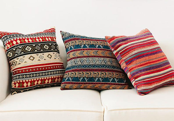 Bohemian Decorative Sofa Pillows, Geometric Pattern Chenille Throw Pillow for Couch, Decorative Throw Pillows-Grace Painting Crafts