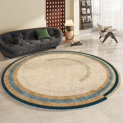 Modern Area Rugs under Coffee Table, Abstract Contemporary Round Rugs, Modern Rugs for Dining Room, Geometric Modern Rugs for Bedroom-Grace Painting Crafts