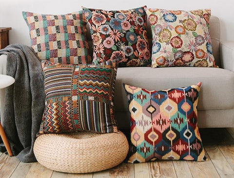 Large Decorative Throw Pillows, Bohemian Decorative Sofa Pillows, Geometric Pattern Chenille Throw Pillow for Living Room-Grace Painting Crafts