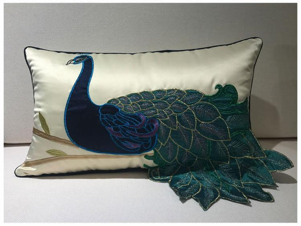 Beautiful Decorative Throw Pillows, Embroider Peacock Cotton and linen Pillow Cover, Decorative Sofa Pillows, Decorative Pillows for Couch-Grace Painting Crafts