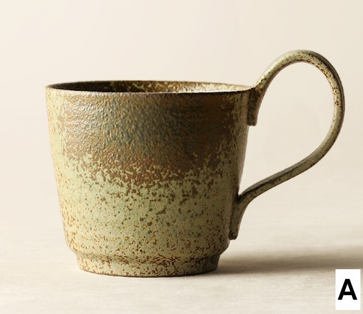 Creative Brown Green Blue Ceramic Coffee Mugs, Large Modern Handmade Pottery Coffee Cup, Large Unique Tea Cup, Large Capacity Coffee Cups-Grace Painting Crafts