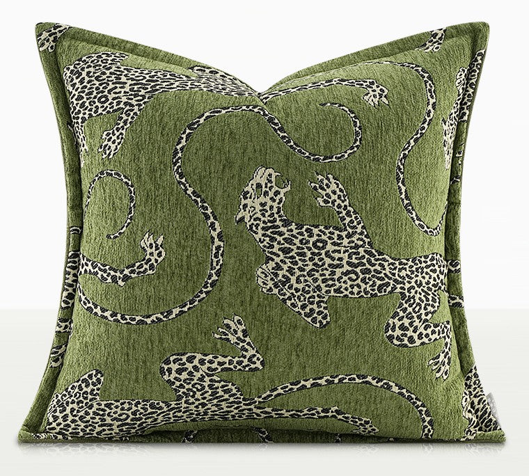 Green Decorative Pillow Covers, Large Modern Sofa Pillow Cases, Cheetah Modern Pillows for Couch, Abstract Decorative Throw Pillows for Living Room-Grace Painting Crafts