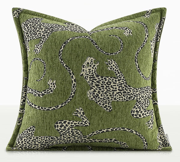 Green Decorative Pillow Covers, Large Modern Sofa Pillow Cases, Cheetah Modern Pillows for Couch, Abstract Decorative Throw Pillows for Living Room-Grace Painting Crafts