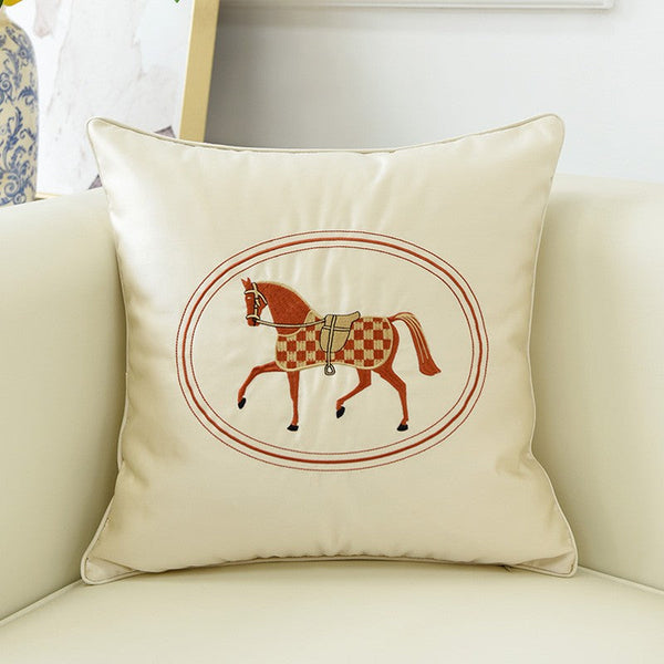 Horse Decorative Throw Pillows for Couch, Modern Decorative Throw Pillows, Embroider Horse Pillow Covers, Modern Sofa Decorative Pillows-Grace Painting Crafts