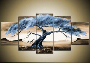 5 Piece Canvas Art, Landscape Canvas Paintings, Tree of Life Painting, Abstract Painting on Canvas, Large Acrylic Painting, Buy Paintings Online-Grace Painting Crafts