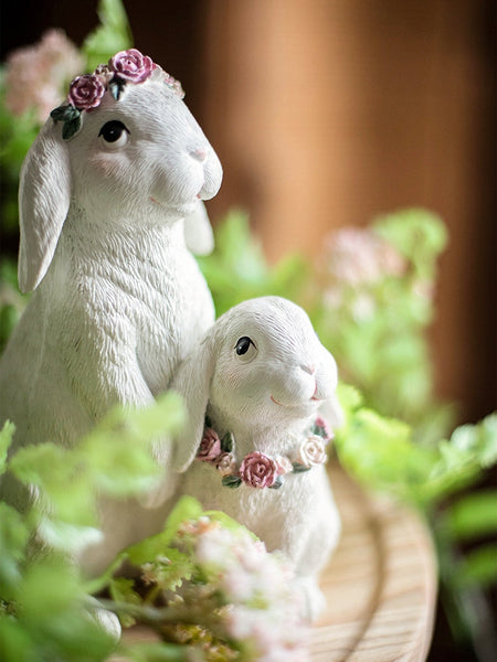 Lovely Rabbit Family Statue for Garden, Beautiful Cute Garden Courtyard Ornaments, Unique Modern Garden Sculptures, Creative Villa Outdoor Decor Gardening Ideas-Grace Painting Crafts