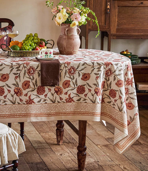 Flower Farmhouse Table Covers, Square Tablecloth for Round Table, Long Rectangular Tablecloth for Dining Room Table, Extra Large Modern Tablecloth for Living Room-Grace Painting Crafts