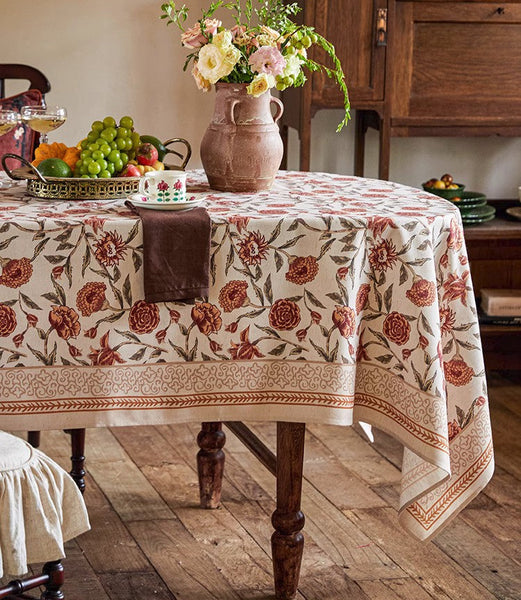 Long Rectangular Tablecloth for Dining Room Table, Flower Farmhouse Table Covers, Square Tablecloth for Round Table, Extra Large Modern Tablecloth for Living Room-Grace Painting Crafts