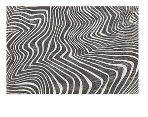 Mid Century Area Rugs for Living Room, Black Stripe Area Rugs under Sofa, Abstract Contemporary Rugs for Bedroom, Modern Carpets for Office, Dining Room Floor Rugs-Grace Painting Crafts