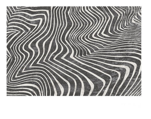 Mid Century Area Rugs for Living Room, Black Stripe Area Rugs under Sofa, Abstract Contemporary Rugs for Bedroom, Modern Carpets for Office, Dining Room Floor Rugs-Grace Painting Crafts