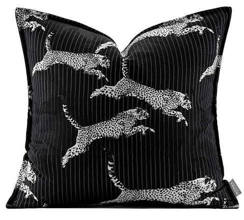 Large Modern Sofa Pillow Cases, Black Decorative Pillow Covers, Cheetah Modern Pillows for Couch, Abstract Decorative Throw Pillows for Living Room-Grace Painting Crafts