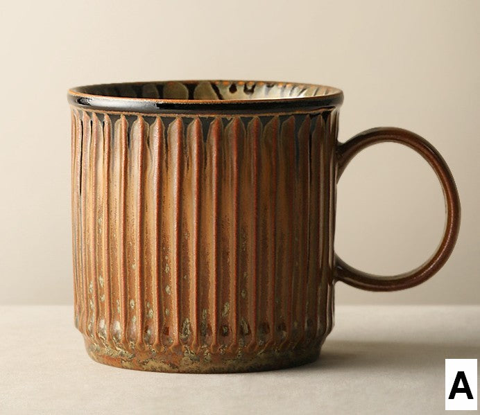 Large Modern Handmade Pottery Coffee Cup, Large Capacity Coffee Mugs, Unique Tea Cup, Creative Brown Green Ceramic Coffee Mugs-Grace Painting Crafts