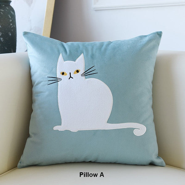 Modern Sofa Decorative Pillows, Cat Decorative Throw Pillows for Couch, Lovely Cat Pillow Covers for Kid's Room, Modern Decorative Throw Pillows-Grace Painting Crafts