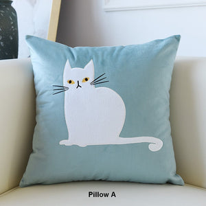 Modern Decorative Throw Pillows, Lovely Cat Pillow Covers for Kid's Room, Modern Sofa Decorative Pillows, Cat Decorative Throw Pillows for Couch-Grace Painting Crafts