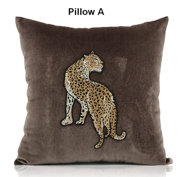 Modern Sofa Pillows, Contemporary Throw Pillows, Cheetah Decorative Throw Pillows, Decorative Pillows for Living Room-Grace Painting Crafts