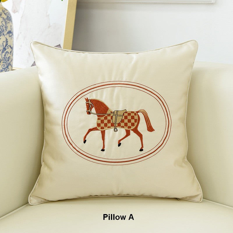 Horse Decorative Throw Pillows for Couch, Modern Decorative Throw Pillows, Embroider Horse Pillow Covers, Modern Sofa Decorative Pillows-Grace Painting Crafts