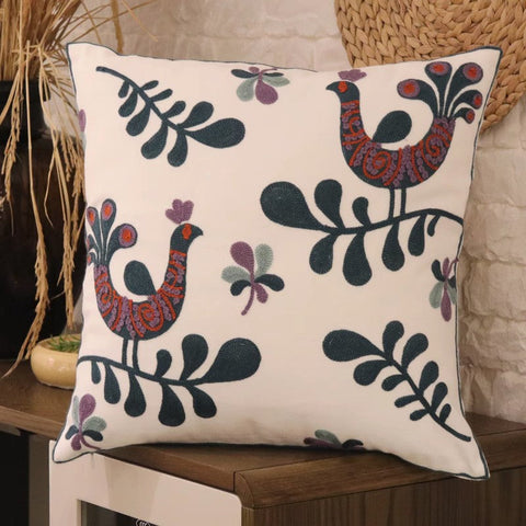 Love Birds Decorative Sofa Pillows, Cotton Decorative Pillows, Farmhouse Embroider Cotton Pillow Covers, Decorative Throw Pillows for Couch-Grace Painting Crafts