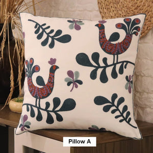 Love Birds Decorative Sofa Pillows, Cotton Decorative Pillows, Farmhouse Embroider Cotton Pillow Covers, Decorative Throw Pillows for Couch-Grace Painting Crafts