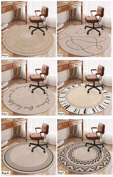 Modern Round Rugs for Bedroom, Circular Modern Rugs under Dining Room Table, Contemporary Round Rugs, Geometric Modern Rug Ideas for Living Room-Grace Painting Crafts