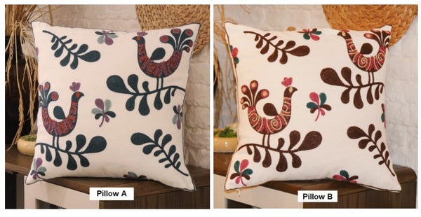 Love Birds Decorative Sofa Pillows, Cotton Decorative Pillows, Farmhouse Embroider Cotton Pillow Covers, Decorative Throw Pillows for Couch-Grace Painting Crafts