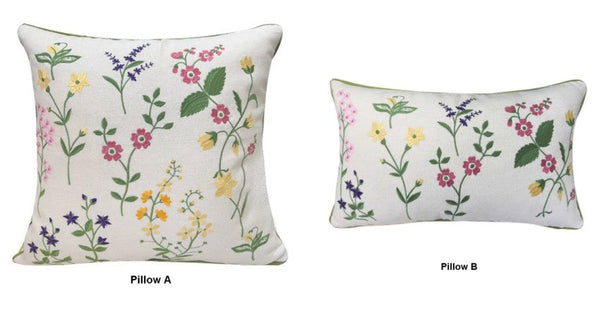 Farmhouse Sofa Decorative Pillows, Embroider Flower Cotton Pillow Covers, Spring Flower Decorative Throw Pillows, Flower Decorative Throw Pillows for Couch-Grace Painting Crafts