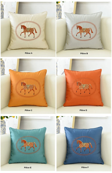 Modern Sofa Decorative Pillows, Embroider Horse Pillow Covers, Modern Decorative Throw Pillows, Horse Decorative Throw Pillows for Couch-Grace Painting Crafts