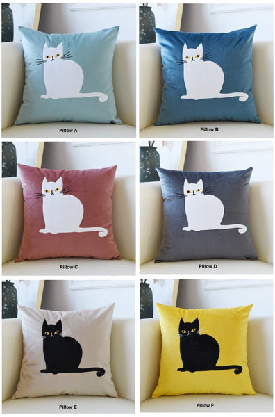 Modern Decorative Throw Pillows, Lovely Cat Pillow Covers for Kid's Room, Modern Sofa Decorative Pillows, Cat Decorative Throw Pillows for Couch-Grace Painting Crafts