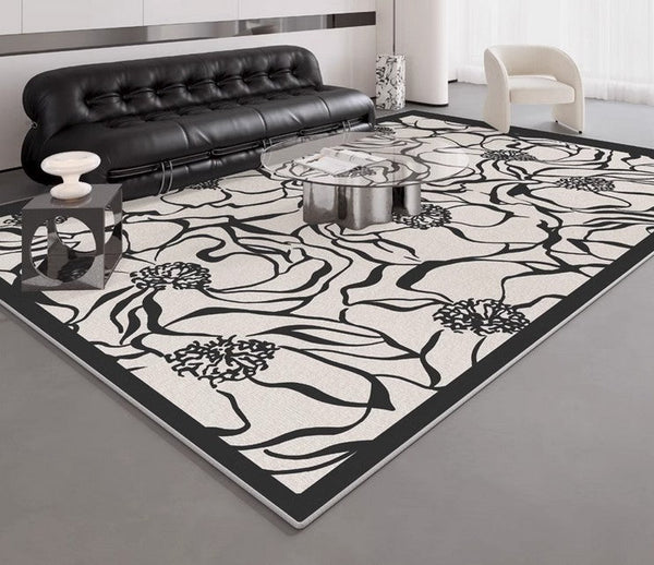 Flower Pattern Contemporary Modern Rugs, Modern Rugs for Living Room, Abstract Contemporary Rugs Next to Bed, Modern Rugs for Dining Room-Grace Painting Crafts