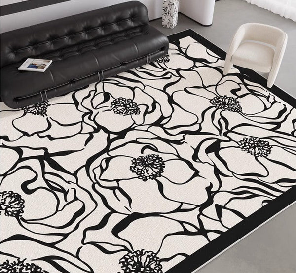 Modern Rugs for Living Room, Flower Pattern Contemporary Modern Rugs, Abstract Contemporary Rugs Next to Bed, Modern Rugs for Dining Room-Grace Painting Crafts