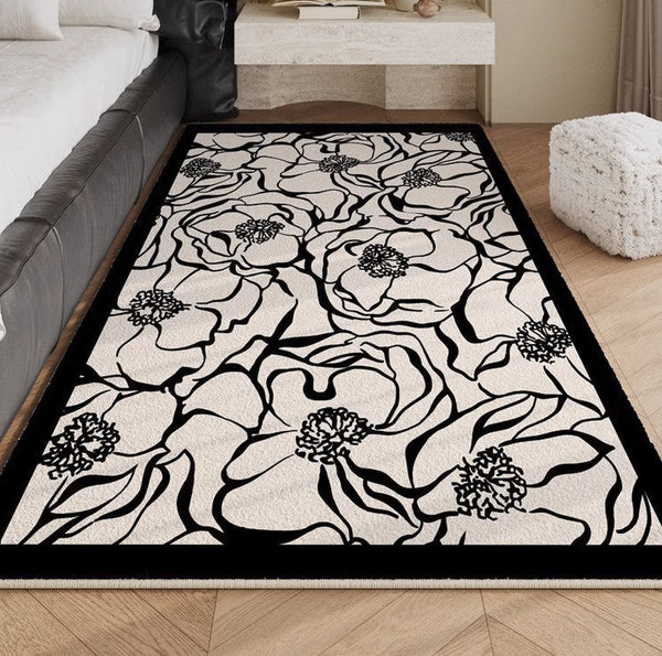 Flower Pattern Contemporary Modern Rugs, Modern Rugs for Living Room, Abstract Contemporary Rugs Next to Bed, Modern Rugs for Dining Room-Grace Painting Crafts