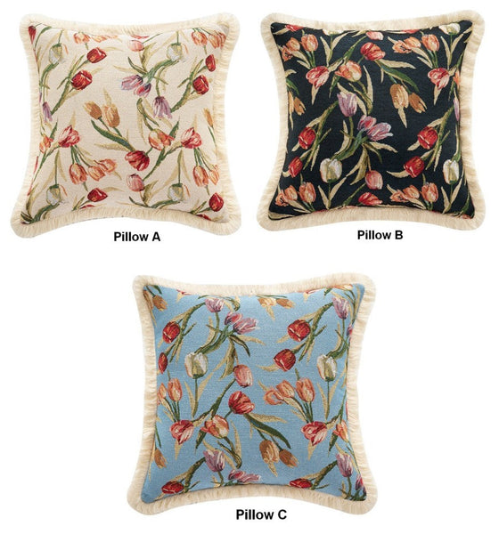 Tulip Flower Pillow Covers, Large Flower Decorative Pillows for Bedroom, Decorative Sofa Pillows for Couch, Farmhouse Decorative Pillows-Grace Painting Crafts