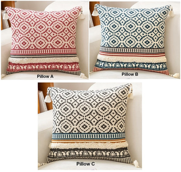 Modern Square Pillows for Couch, Contemporary Pillow Covers, Oriental Decorative Throw Pillows for Bedroom, Bohemian Decorative Sofa Pillows-Grace Painting Crafts