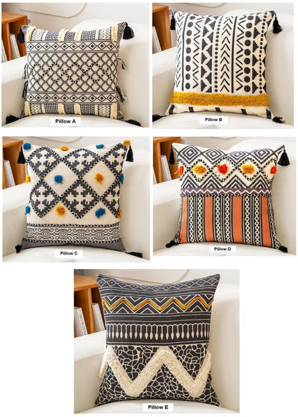 Unique Oriental Square Pillows for Bedroom, Geometric Modern Pillow Covers, Bohemian Decorative Sofa Pillows, Decorative Throw Pillows for Couch-Grace Painting Crafts