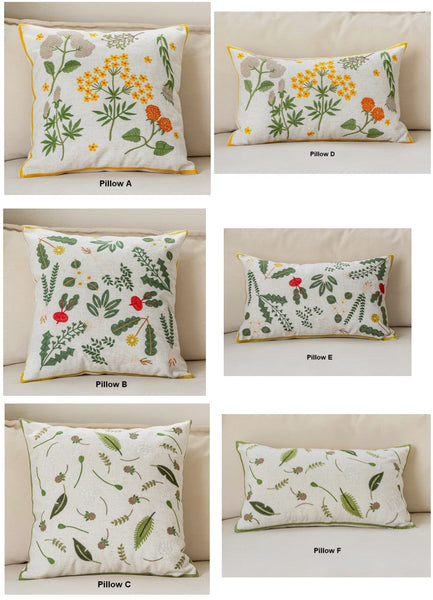 Decorative Pillows for Couch, Spring Flower Decorative Throw Pillows, Farmhouse Sofa Decorative Pillows, Embroider Flower Cotton Pillow Covers-Grace Painting Crafts