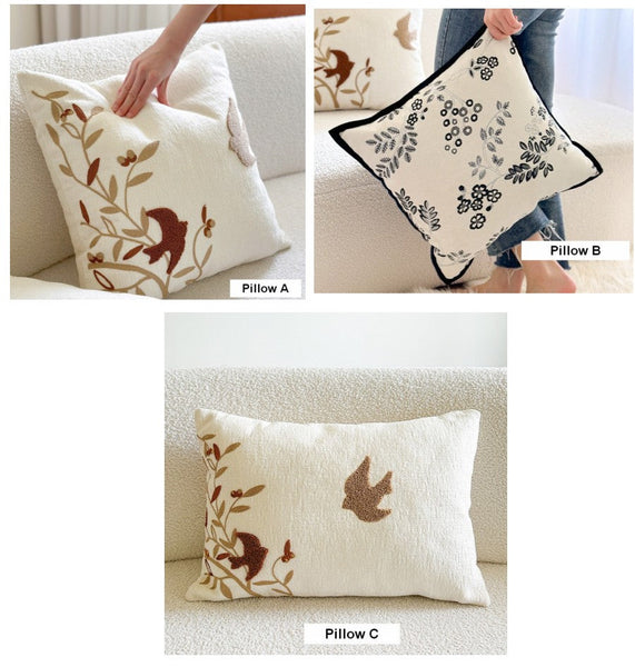 Square Decorative Pillow Covers, Decorative Pillows for Couch, Farmhouse Decorative Pillows for Sofa, Spring Swallow Decorative Pillows for Bedroom-Grace Painting Crafts